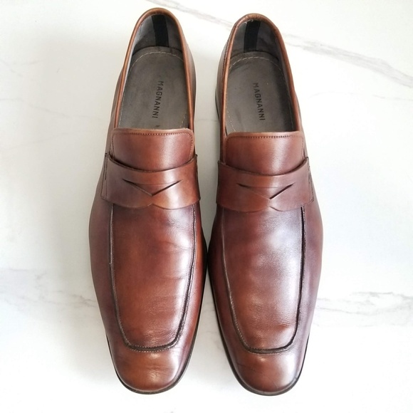 Magnanni Ramiro Brown Leather Penny Loafers Dress Shoes Men's Slip On - Picture 9 of 13